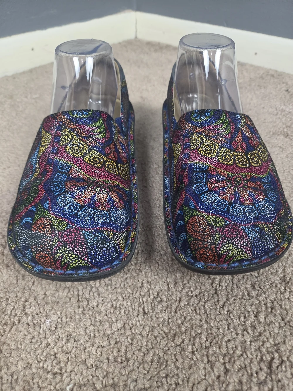 Alegria Blue Multicolor Mosaic Slip-On Loafers